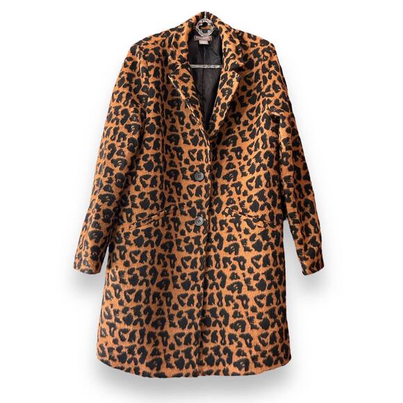 Leopard Faux Fur Winter Coat Women SANS SOUCI Sz Small - Picture 1 of 8
